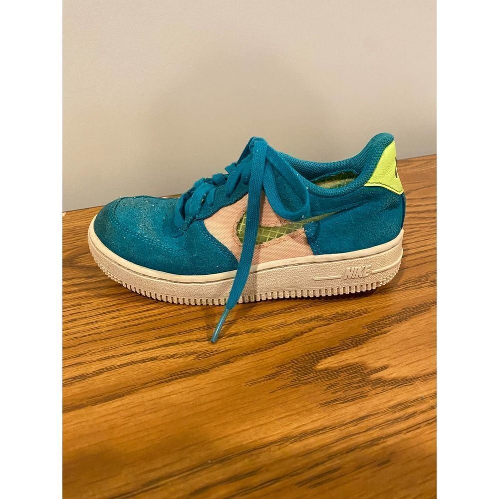 Nike Air Force 1 '07 Shoes Oracle Aqua Ghost Suede - Kids Size 13 - Picture 5 of 12